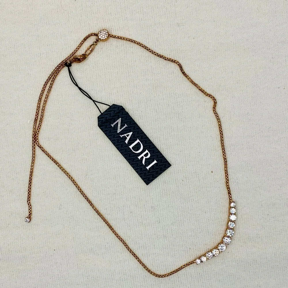 Nadri Rose Gold Pave Necklace Tennis Choker - Picture 4 of 12